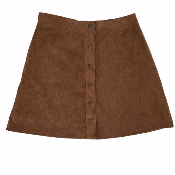 Short Corduroy A-line High Waist Skirt Large - Picture 1 of 6